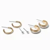 Boucles d’oreilles superposables texturées en métaux mixtes - Lot de 3