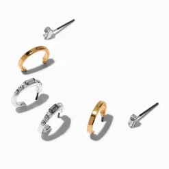 Boucles d’oreilles superposables décorées en métaux mixtes - Lot de 3