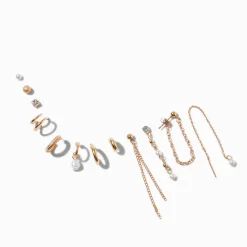 Boucles d’oreilles superposables glamour couleur dorée - Lot de 12