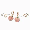 Boucles d’oreilles superposables fraise pavé couleur dorée - Lot de 3