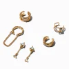 Boucles d’oreilles superposables manchettes d’oreilles opale d'imitation couleur dorée - Lot de 6
