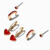 Boucles d’oreilles superposables aux designs variés strass et cœurs rouges - Lot de 3