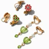 Boucles d'oreilles à clip cœur à carreaux roses - Lot de 3