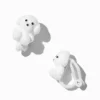 Boucles d'oreilles à clip chiot duveteuses blanches