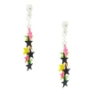 Boucles d'oreilles à clip avec étoiles pendantes fluo