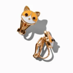 Boucles d'oreilles à clip chat tigré orange