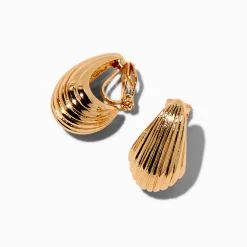 Boucles d'oreilles à clip texturées en forme de goutte couleur dorée