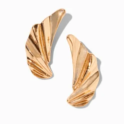 Boucles d'oreilles ailes froissées couleur dorée
