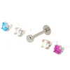 Boucles d'oreilles arrière plat avec clou fluo pour piercing tragus plusieurs tops 1,2 mm couleur argentée - Lot de 5