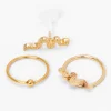 Boucles d'oreilles arrière plat et anneau pour cartilage serpent variés 1,2 mm couleur dorée - Lot de 3