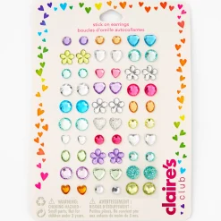 Boucles d'oreilles autocollantes avec strass arc-en-ciel Claire's Club - Lot de 30