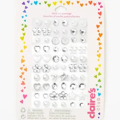 Boucles d'oreilles autocollantes occasion spéciale Claire's Club - Couleur argentée, lot de 30