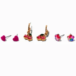 Boucles d'oreilles cerise roses - Lot de 3