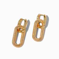 Boucles d'oreilles chaînes texturées couleur dorée