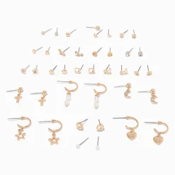 Boucles d'oreilles célestes couleur dorée - Lot de 20