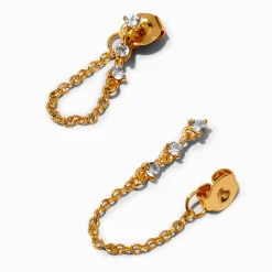 Boucles d'oreilles devant-derrière trio de zircons cubiques couleur doré jaune C LUXE by Claire’s