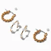Boucles d'oreilles empilables perle d'imitation torsadées couleur dorée - Lot de 3