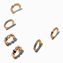 Boucles d'oreilles empilables texturées couleur dorée - Lot de 3