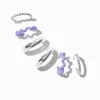 Boucles d'oreilles empilables anneaux violets et couleur argentée - Lot de 3