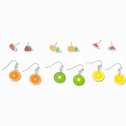 Boucles d'oreilles fruits couleurs vives - Lot de 6