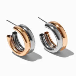 Boucles d'oreilles huggies en métaux mixtes