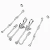 Boucles d'oreilles superposables reliées par une chaîne papillon couleur argentée - Lot de 3