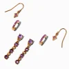 Boucles d'oreilles superposables en strass violets couleur dorée - Lot de 3