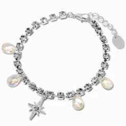 Bracelet à breloques avec chaîne en strass étoile couleur argentée