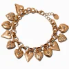 Bracelet à breloques cœur mixtes couleur dorée