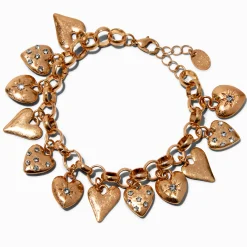 Bracelet à breloques cœur mixtes couleur dorée