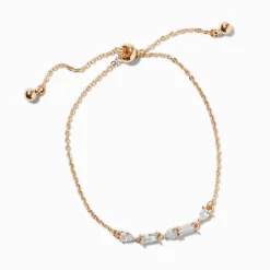 Bracelet bolo géométrique aux designs variés en zircon cubique couleur dorée