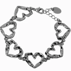 Bracelet de chaîne cœur texturé couleur argentée