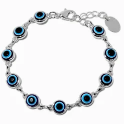 Bracelet de chaîne mauvais œil couleur argentée
