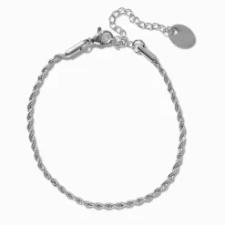 Bracelet de chaîne torsadée en acier inoxydable couleur argentée