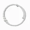 Bracelet double tour de poignet perle d'imitation blanc