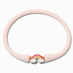 Bracelet en silicone arc-en-ciel rose pastel