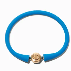 Bracelet en silicone visage souriant bleu