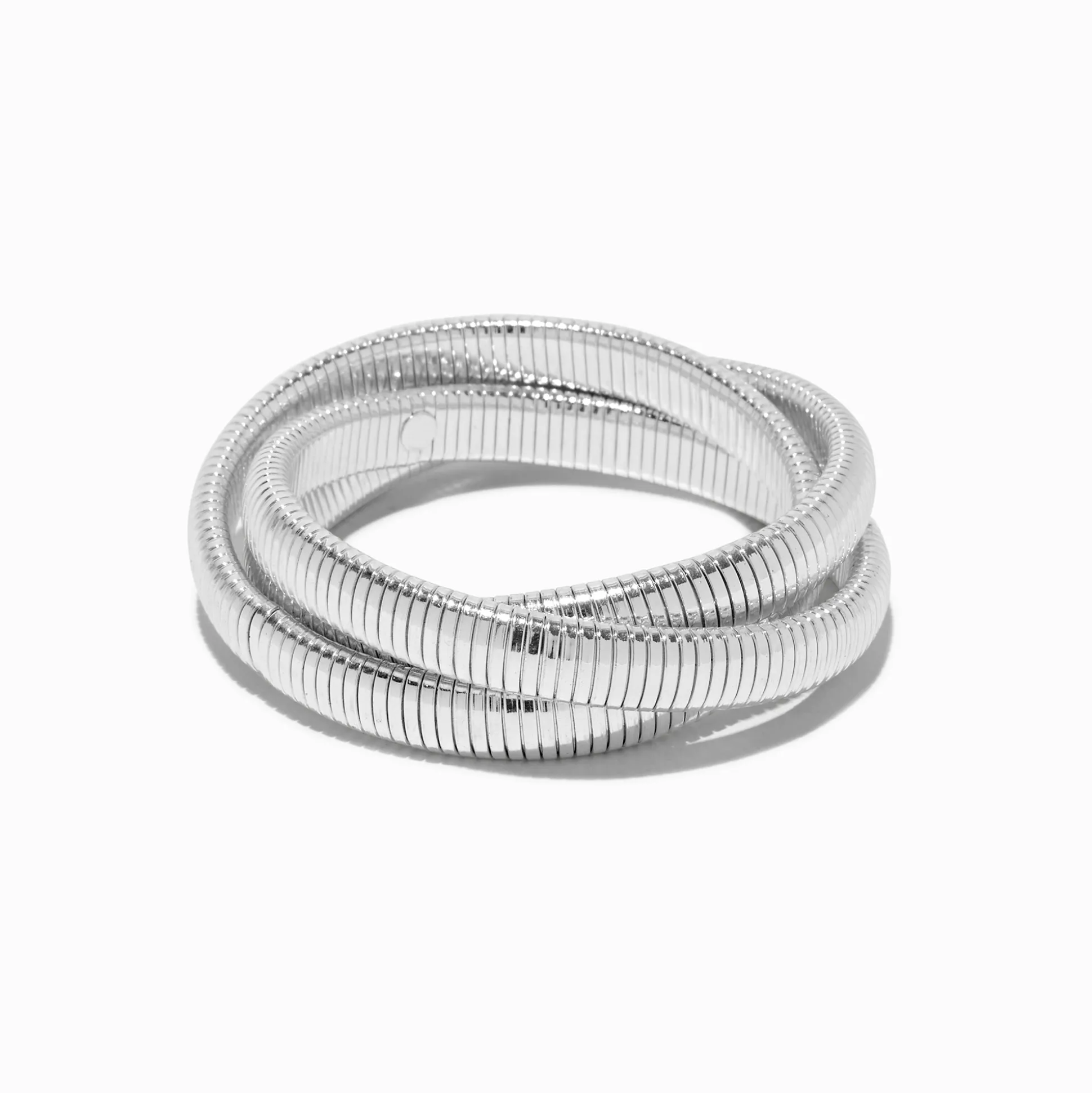 Bracelet fin bangle enrouleur chaîne serpent couleur argentée