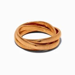 Bracelet fin bangle enrouleur chaîne serpent couleur dorée