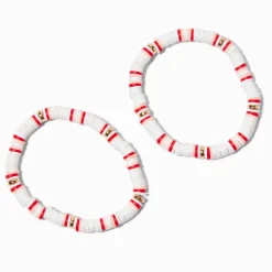 Bracelet élastique à billes Heishi blanches et roses