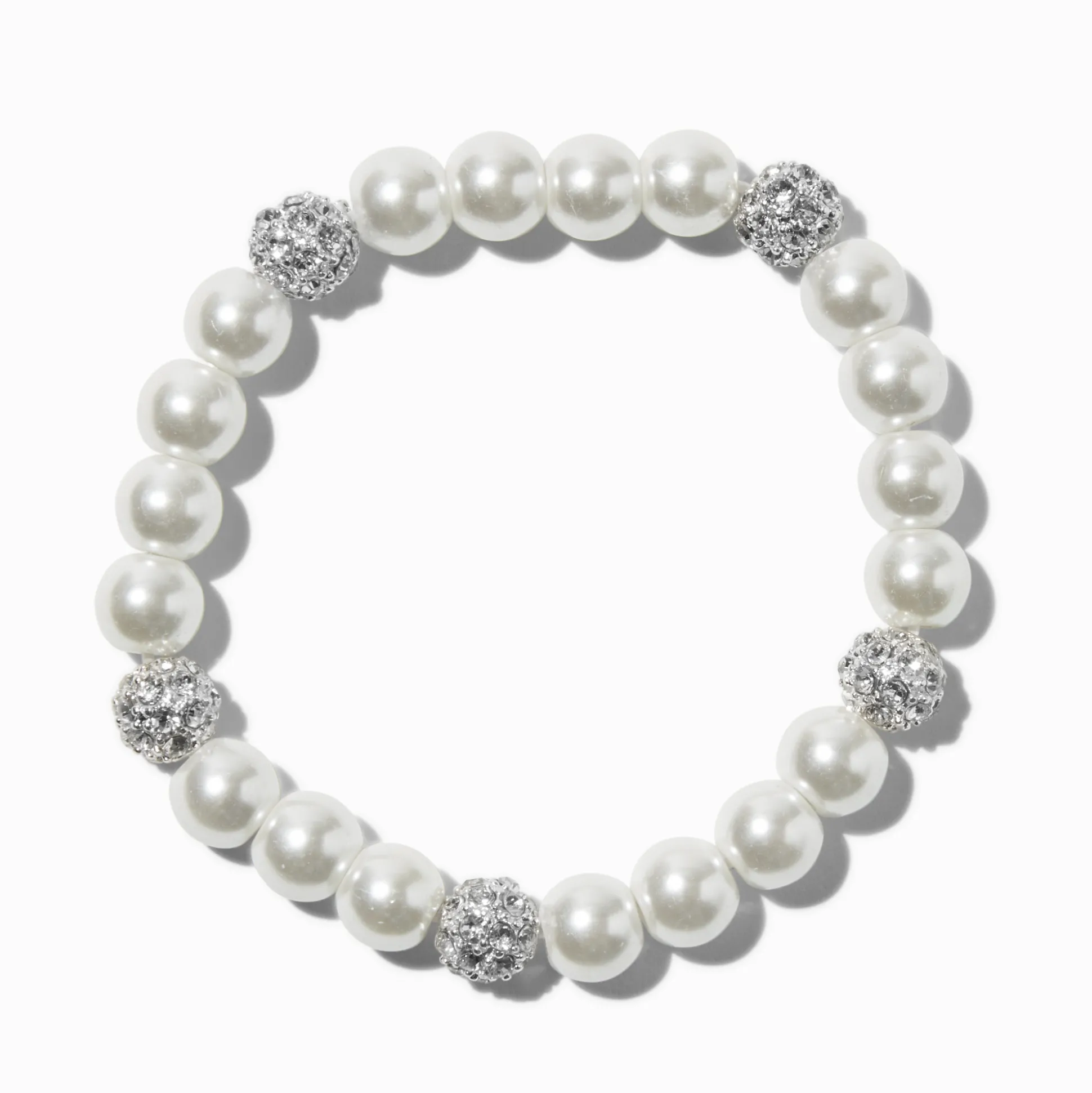 Bracelet élastique blanc avec boule de feu et perle d'imitation