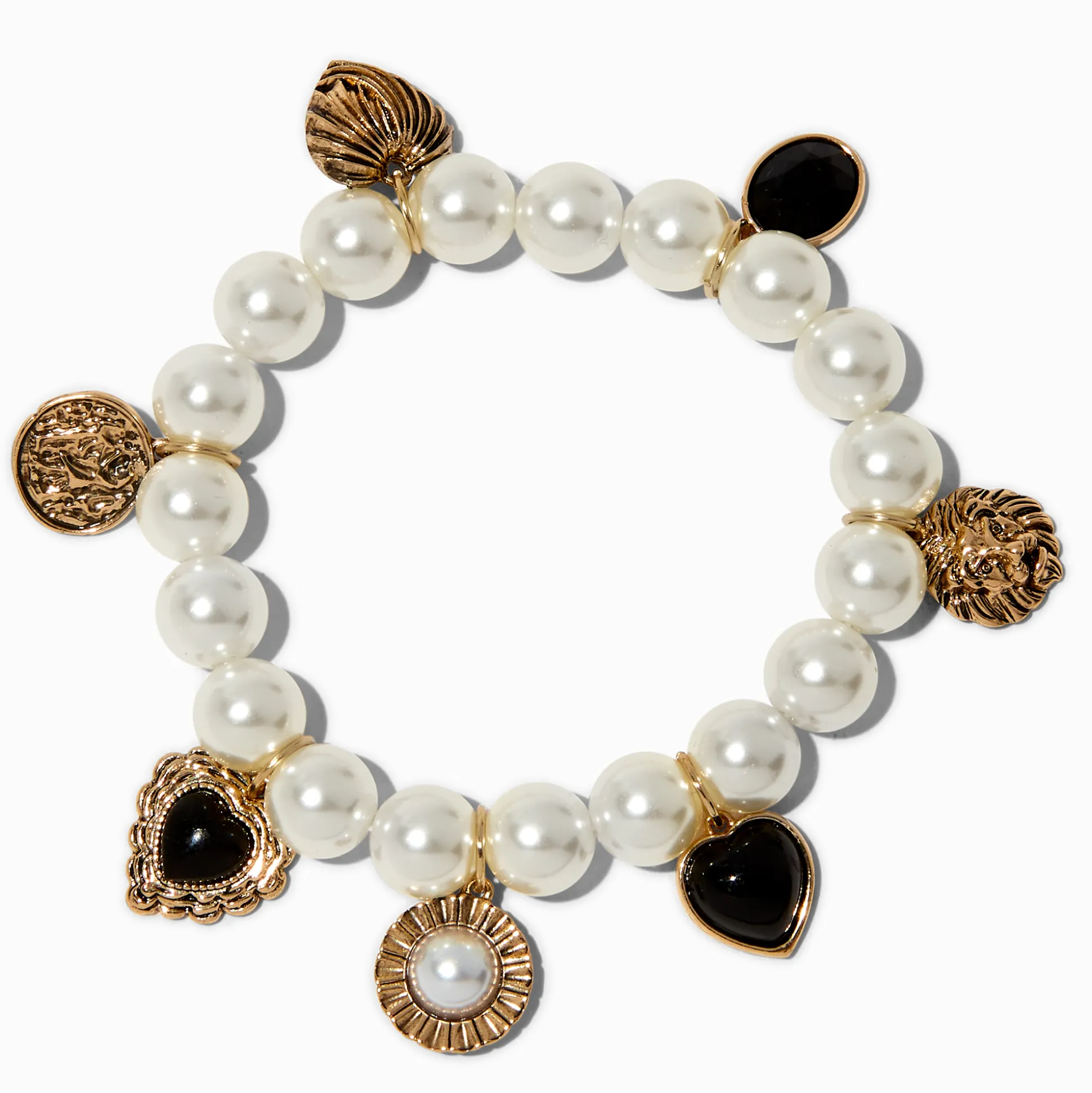 Bracelet élastique breloque perle d'imitation couleur dorée