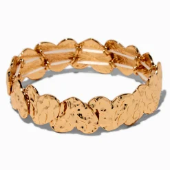 Bracelet élastique cœur texturé couleur dorée