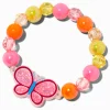 Bracelet élastique perlé breloque shaker papillon rose Claire's Club