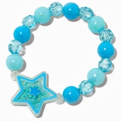 Bracelet élastique perlé breloque shaker étoile bleue Claire's Club