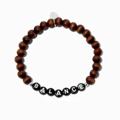 Bracelet élastique perlé marron « Balance »