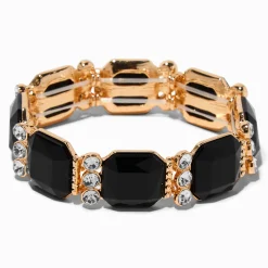 Bracelet élastique strass noirs