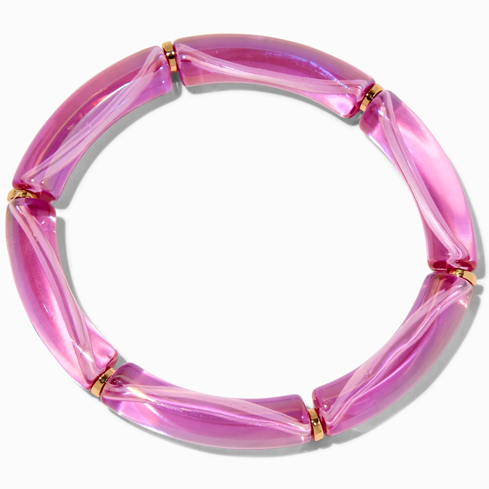 Bracelet élastique tubulaire iridescent violet