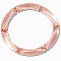 Bracelet élastique tubulaire iridescent rose