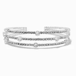 Bracelet manchette à triple rang avec strass